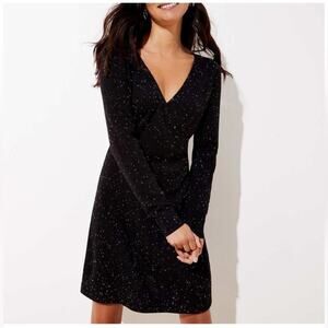 Excellent Ann Taylor LOFT black white spec sweater dress  Size XS Original $90